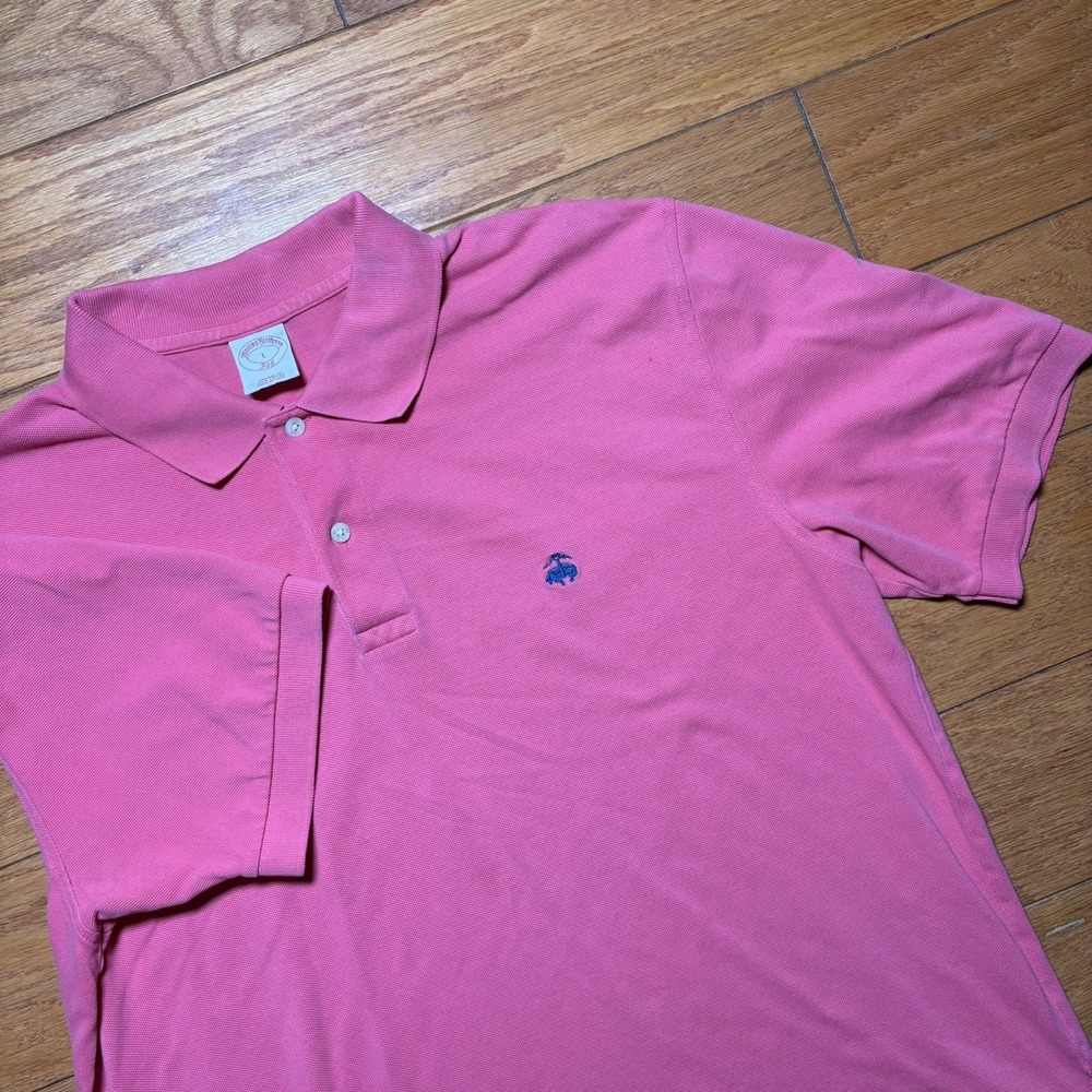 Brooks Brothers Men's Performance Golf Polo Size Large Pink Preppy Logo